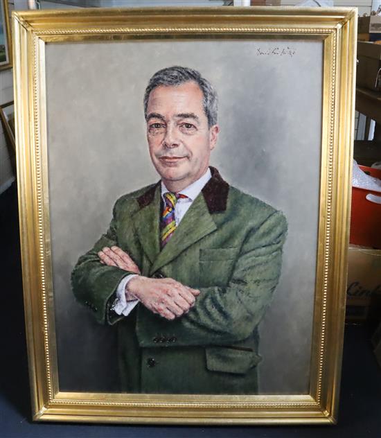 David Griffiths (20th C.) Portrait of Nigel Farage M.E.P 40 x 30in.